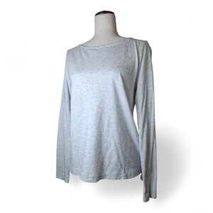 Banana Republic Women's The Signature Tee Gray Speckled Long Sleeve Cotton M